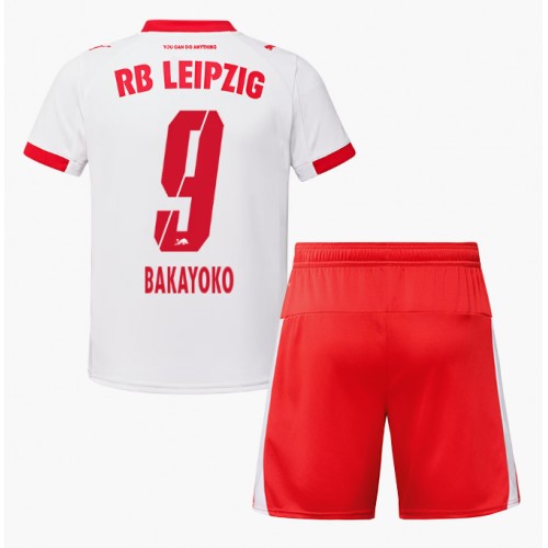 Stroje piłkarskie RB Leipzig Johan Bakayoko #9 Koszulka Podstawowej dla dzieci 2025-26 Krótki Rękaw (+ szorty)